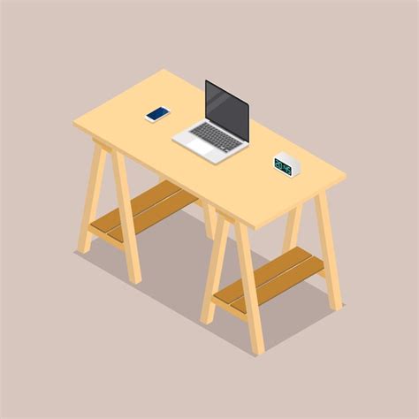 Premium Vector Office Table Workspace In Isometric View Vector