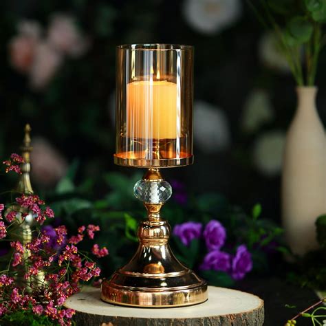 Efavormart 13 Tall Gold Metal Pillar Votive Candle Holder With