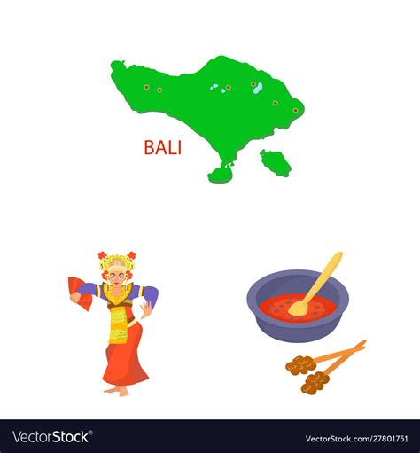 Isolated Object Bali And Indonesia Symbol Set Vector Image