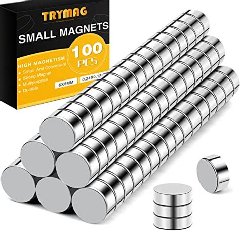 Trymag Refrigerator Magnets 100 Pcs 6x3mm Small Magnets Round Strong