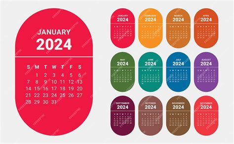 Premium Vector Colorful Calendar 2024 12 Tablet Piece Calendar 12