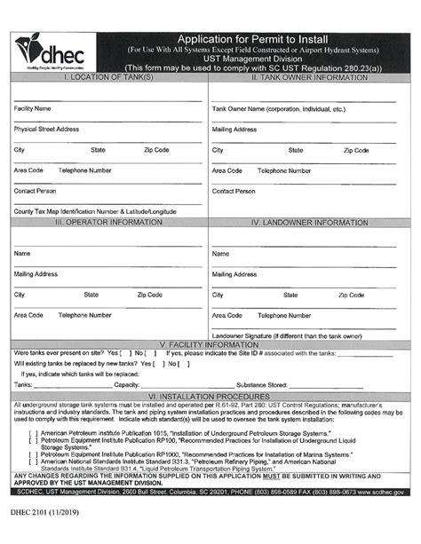 Dhec Form 2101 Download Printable Pdf Or Fill Online Application For