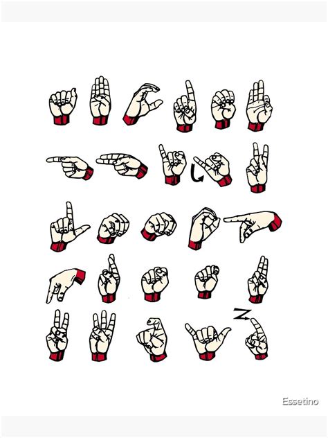 Sign Language Alphabet A To Z Asl Deaf Awareness Metal Print By Essetino Redbubble