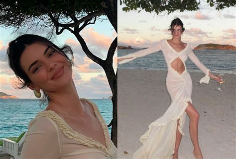 Kendall Jenner deixa seios à mostra com vestido transparente em ilha deserta