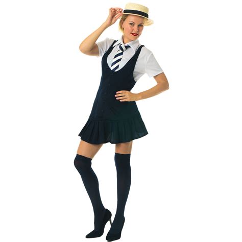 Ladies Sexy School Girl Fancy Dress Costume St Trinians Uniform Adult