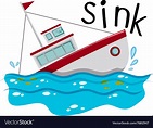 Fishing boat sinking down the ocean Royalty Free Vector