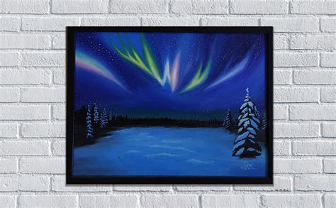 Northern Lights Acrylic Painting On Canvas For Home Wall Etsy