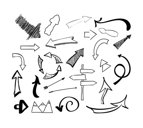 Hand Drawn Sketch Doodle Arrows Vector Set Isolated Illustration On