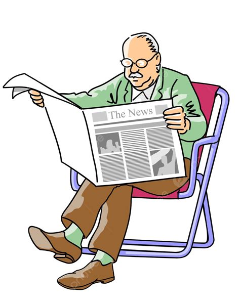 Grandfather Reading The Newspaper Person Newspaper Grandpapa Vector