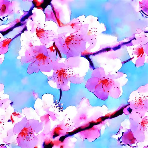 Cherry Blossom Painting Watercolor Kawaii Chibi · Creative Fabrica