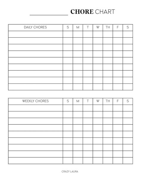 Free Chore Chart Printable With Weekly And Daily Versions Printable