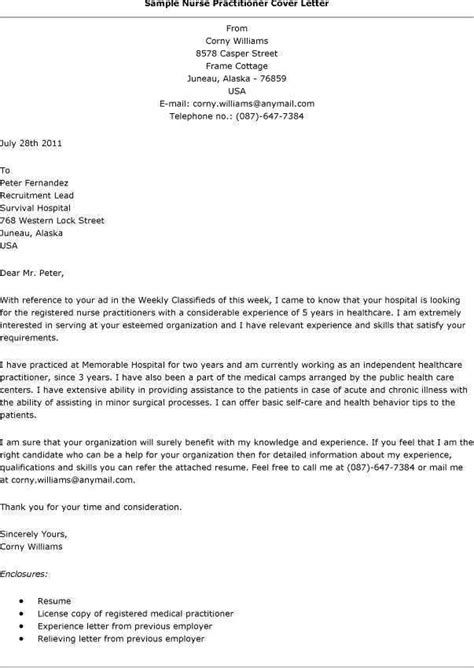 A huge part of a registered nurse's job involves interacting with patients and providing emotional support. Cover Letter Template Nurse Practitioner | Cover letter ...