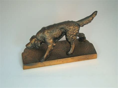 Vintage Bookend Copper Dog Statue Hunting Dog Statue Heavy