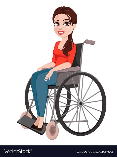 Cheerful Girl In Wheelchair Woman With Disability Vector Image