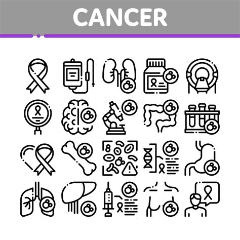 Cancer Human Disease Collection Icons Set Vector Vector Art At