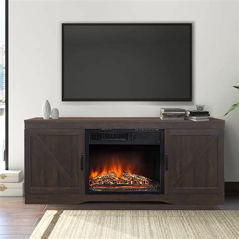 Sliding Barn Door Fireplace Tv Stand Electric Fireplace Tv Stand For
