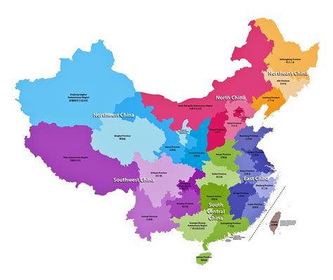 China Karte Der Regionen Und Provinzen