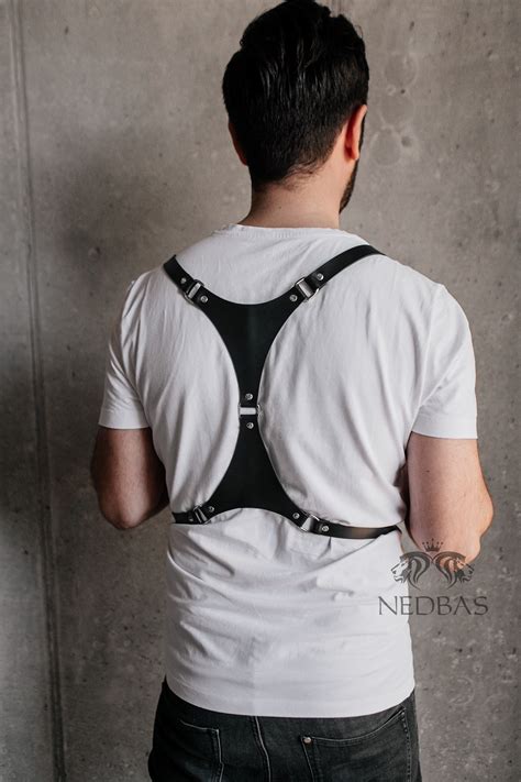 Mens Harness Suspendersleather Suspenders Harnessblack Etsy