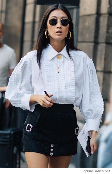 White Shirt And Black Mini Skirt Cool Street Fashion Fashion