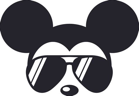 Mickey Mouse Sunglasses Cartoon Design Customized Name Wall Decal