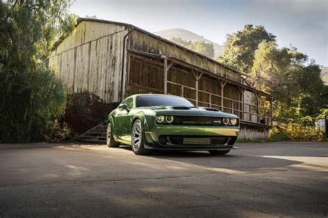 Hd Wallpaper Green Dodge Challenger Muscle Car Perfomance Dodge