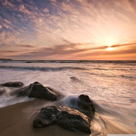 Sea Sunset Long Exposure Ultra Hd Desktop Background Wallpaper For
