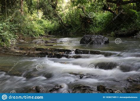 Beautiful Little Waterfalls With Silky Smooth Water Flowing Over The