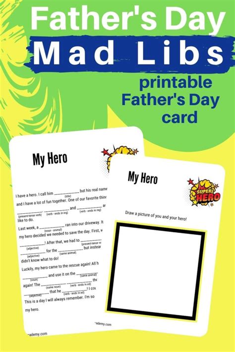 Fathers Day Mad Lib Card Hess Un Academy