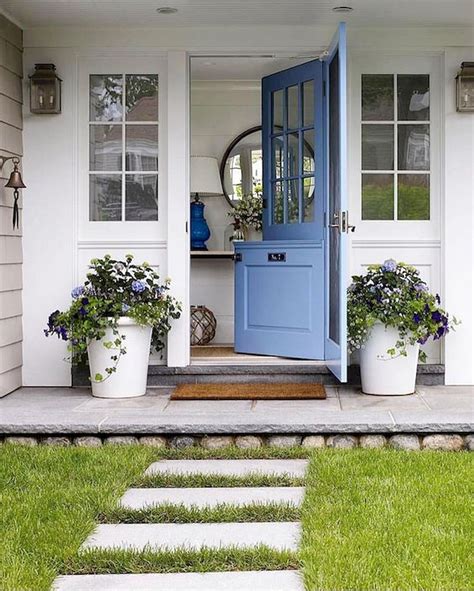 70 Beautiful Farmhouse Front Door Design Ideas And Decor (27) - Googodecor