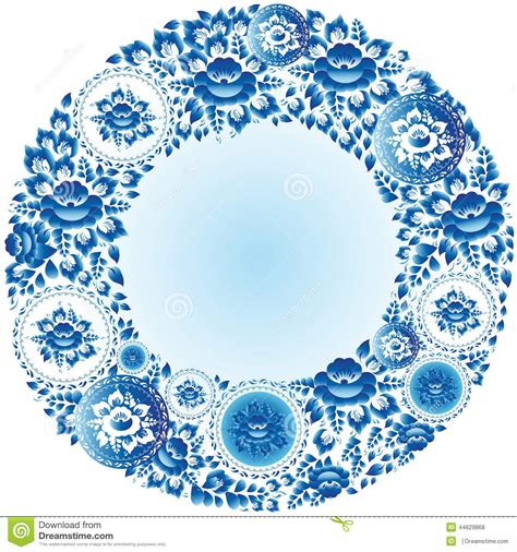Buy covasa men's summer shortsdark blue floral pattern with white flowers and other board shorts at. Round Blue Floral Frame For Your Design. Vector Stock ...