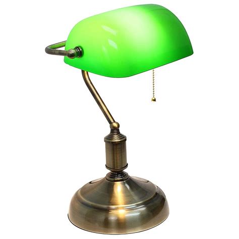 Traditional Bankers Lamp Handmade Emerald Green Glass Shadesatin
