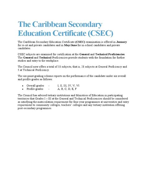 The Caribbean Secondary Education Certificate Pdf