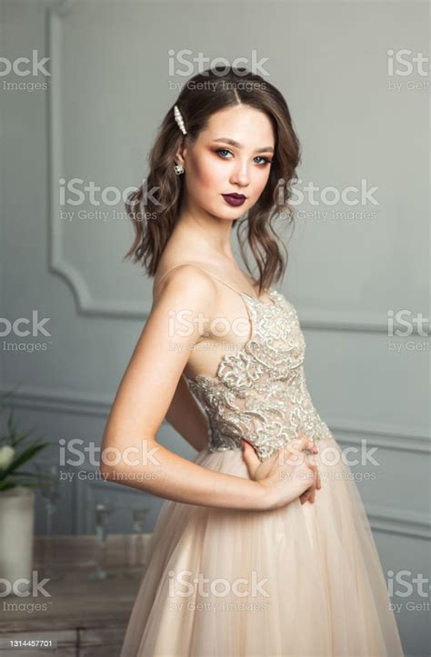Wedding Dress On Fashion Model Delicate Portrait Of Young Model Girl