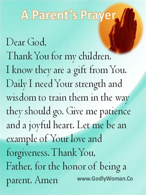 A Parents Prayer ~ Dear God Thank You For My Children I Know They