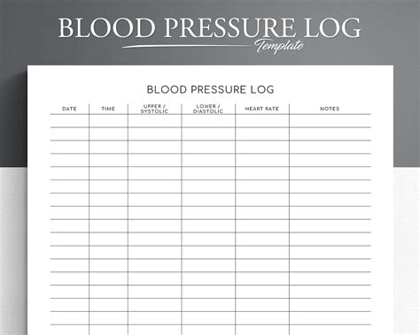 Blood Pressure Log Editable Printable Blood Pressure Tracker Medical