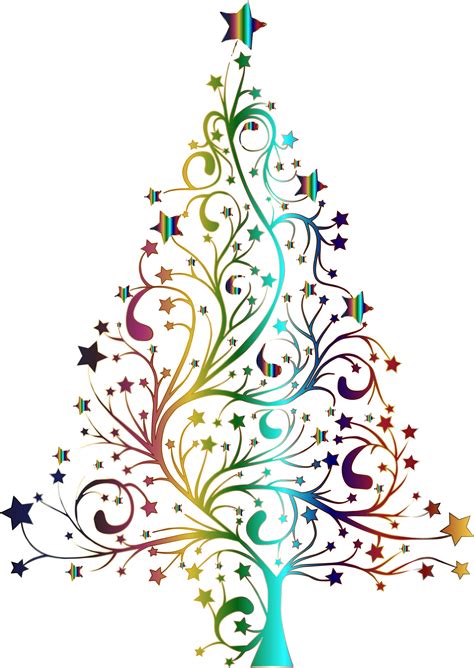 Clipart Starry Christmas Tree Prismatic No Background