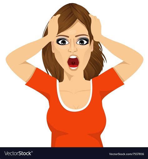 Emotionally Stressed Woman Grabbing Her Head Vector Image