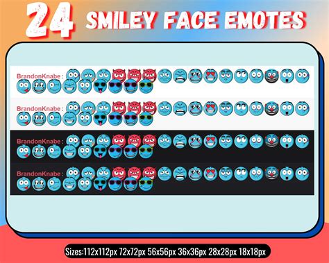 24 Smiley Face Emotes For Twitch Streamers Funny Emotes For Etsy Hong