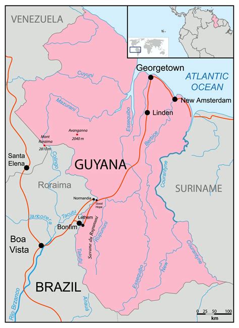 Large Political Map Of Guyana Guyana South America Mapsland