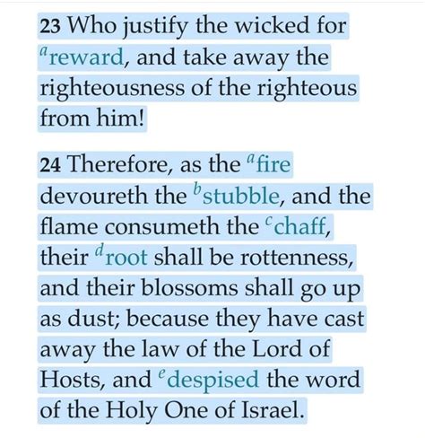 23 Who Justify The Wicked For Reward And Take Away The Righteousness