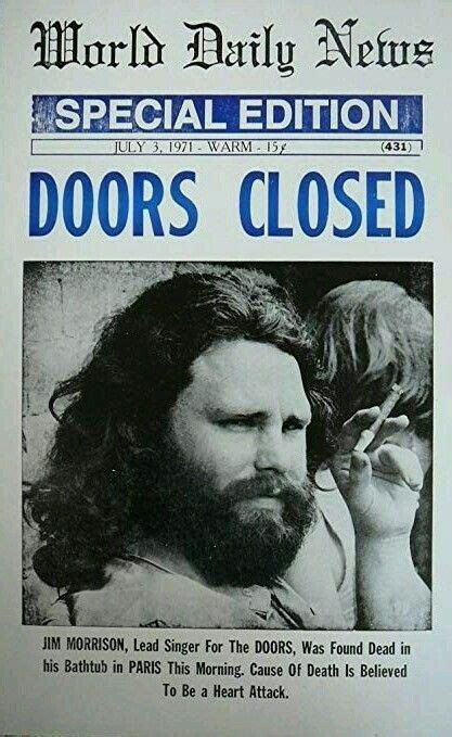Pin by Robin on Musiques in 2020 | Jim morrison, Historical newspaper