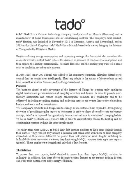 Tado° Gmbh Is A German Technology Company Headquartered In Munich