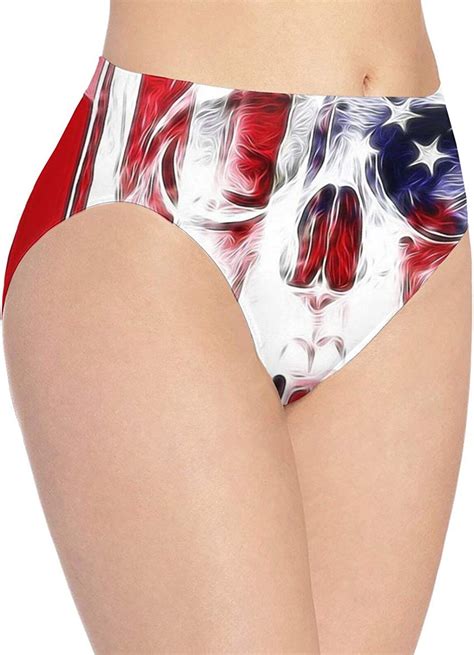 Skull American Flag Underwear For Women Sexy Panties Bikini Hipster