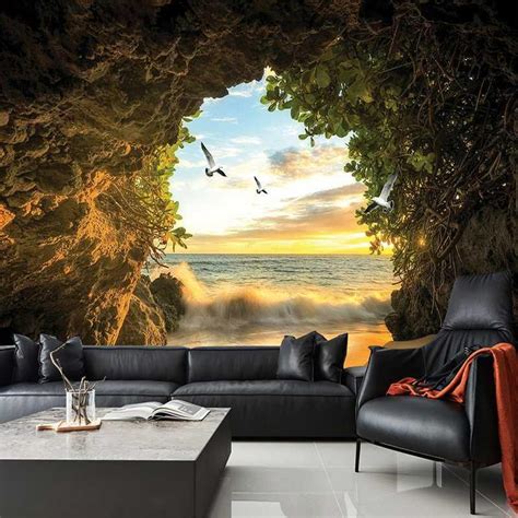 Drop Shipping Custom 3d Photo Wallpaper Cave Nature Landscape Tv