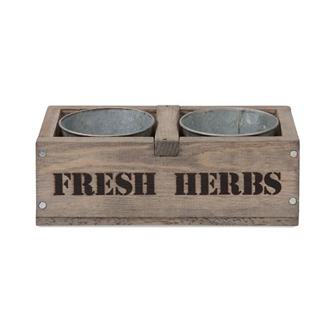 Wooden Herb Box With Two Galvanised Herb Pots Pro Catering Equipment