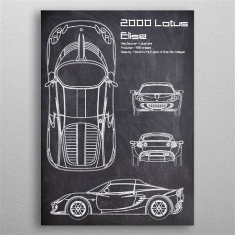 2000 Lotus Elise Chalk Metal Poster