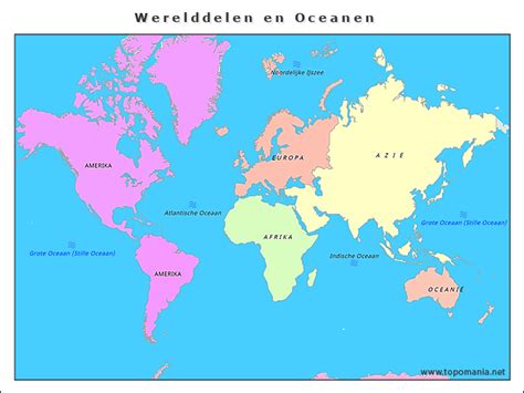 Topografie Werelddelen En Oceanen