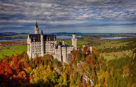 Wallpaper Bavaria Neuschwanstein Germany Nature Autumn Castles Sky