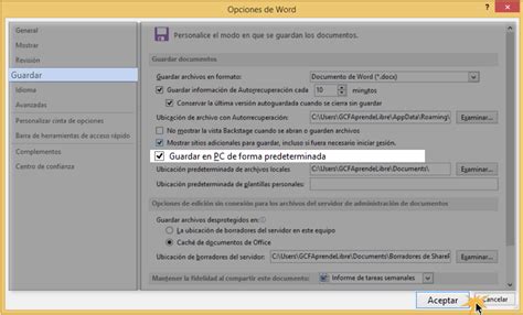 Word 2013 Opción Guardar Como
