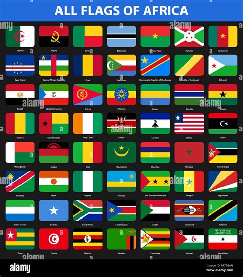 Conjunto de banderas de todos los países africanos. Estilo plano Imagen